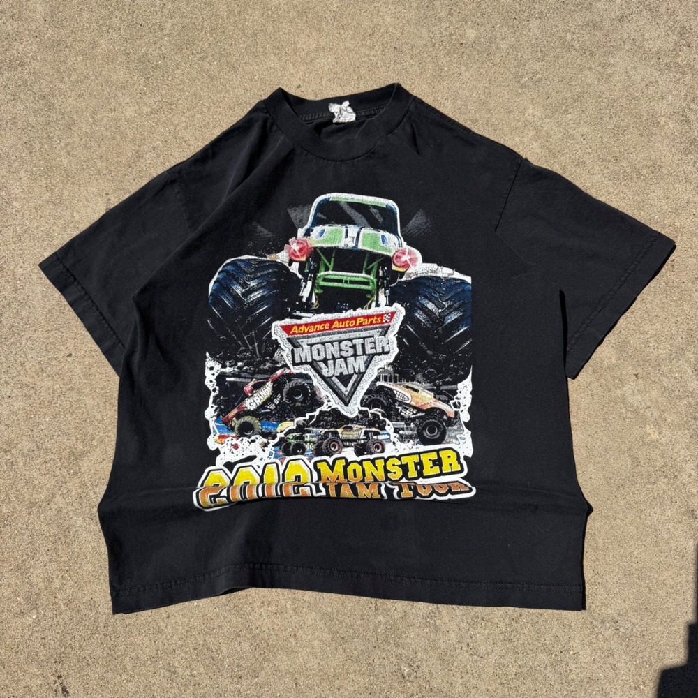 MONSTER JAM | Kids T-Shirt Size M Black Grave Digger 2012 Tour Streetwear